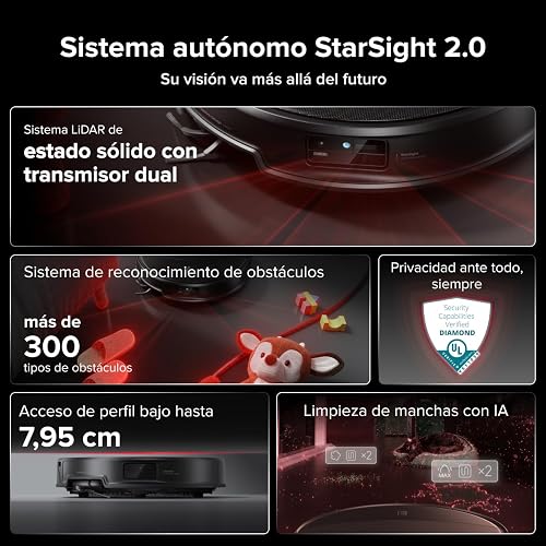 roborock Saros 20 Set Robot Aspirateur Laveur 36000Pa, Châssis AdaptiLift 3.0, Système Autonome StarSight 2.0, Double Anti-enchevêtrements, Technologie FlexiArm, Nouvelle Station RockDock, Ultra-mince - 3