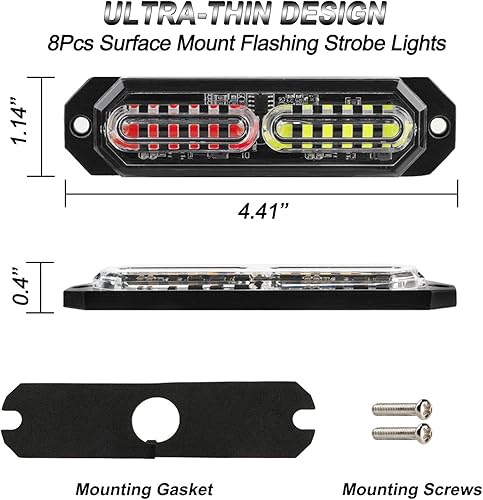 Miniatura 5 de ASPL 8 luces estroboscópicas ultra delgadas de 12 LED para montaje en superficie, luces estroboscópicas intermitentes para camión, automóvil,