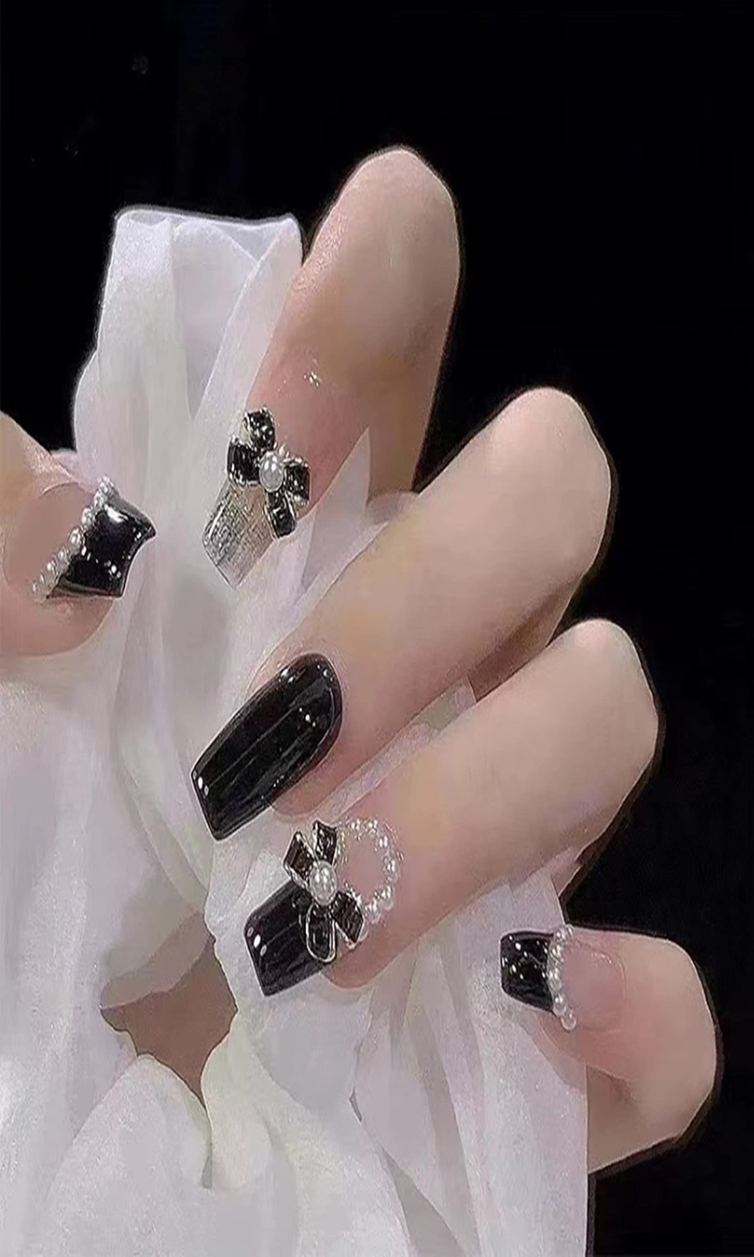 ネイルチップ オーダー 地雷 量産型 斜め フレンチ 春イベント 成人式  