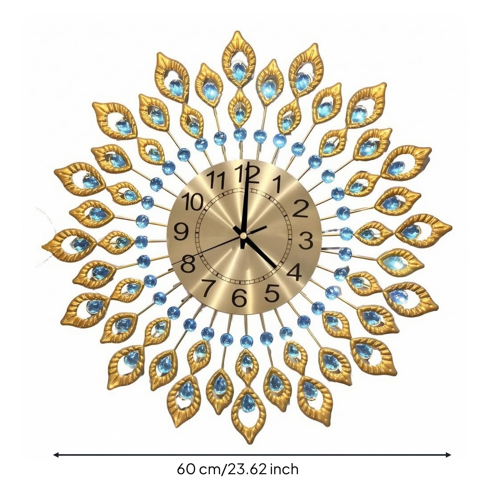 LOVIVER Reloj de Pared Reloj Decorativo Reloj de Salon Reloj Silencioso Reloj Metálico con Marco de Hierro con Cristales y Cubierta de Vidrio Orgánico Números, Style to 1