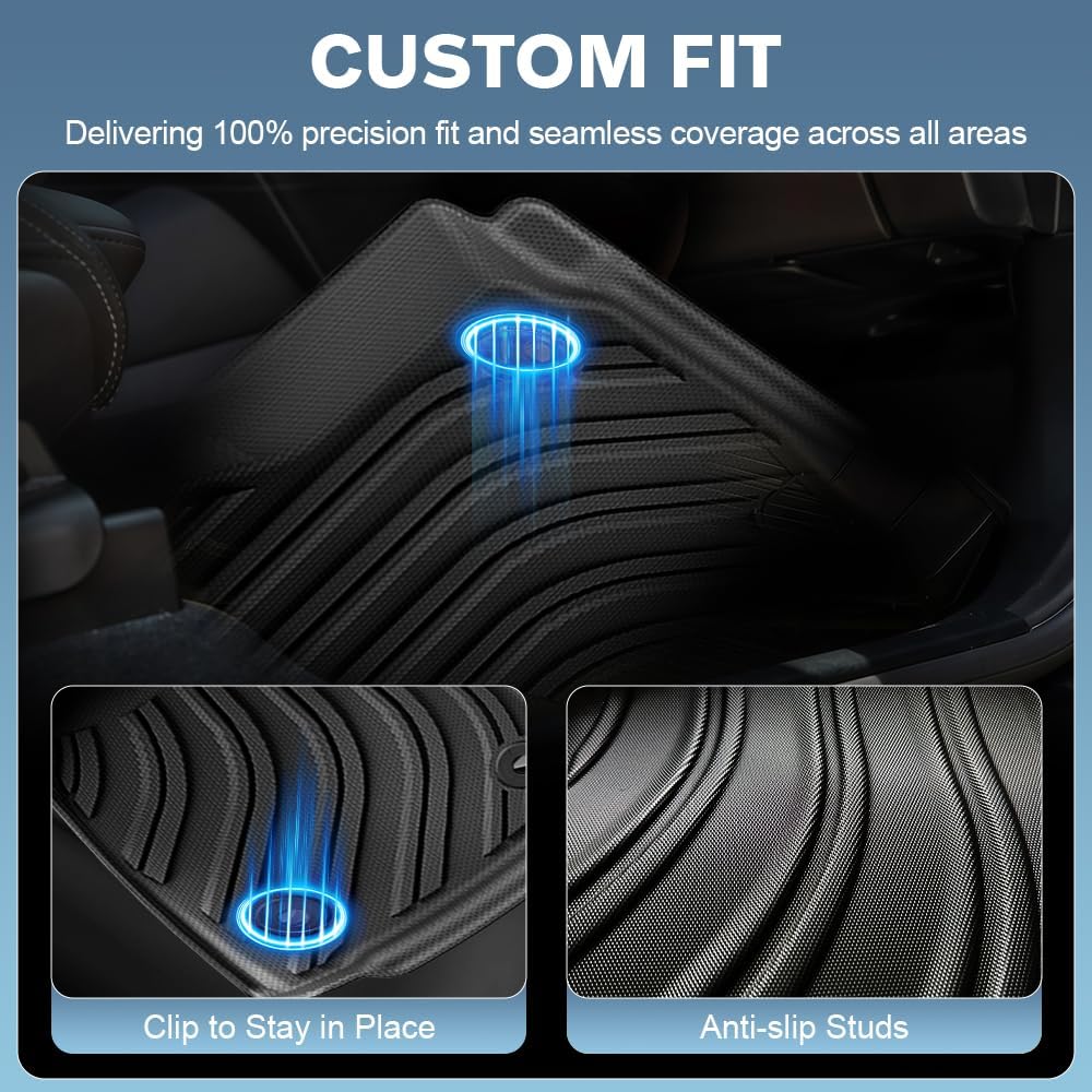 Floor Mats for Toyota Tacoma 2024 2025 Double Cab Custom Fit TPE All Weather Floor Liners Front & Rear Seats | Fits SR/SR5/TRD Pro/Limited | NOT fit for Hybrid & Manual Transmission (Black) - Image 4