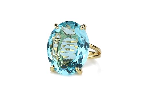 14k Birthstone Rings for Women by Anemone Jewelry - 20x16mm Oval Blue Topaz in 14k Ring Gold-filled Band - Vintage Topaz Jewelry for Women - Handmade