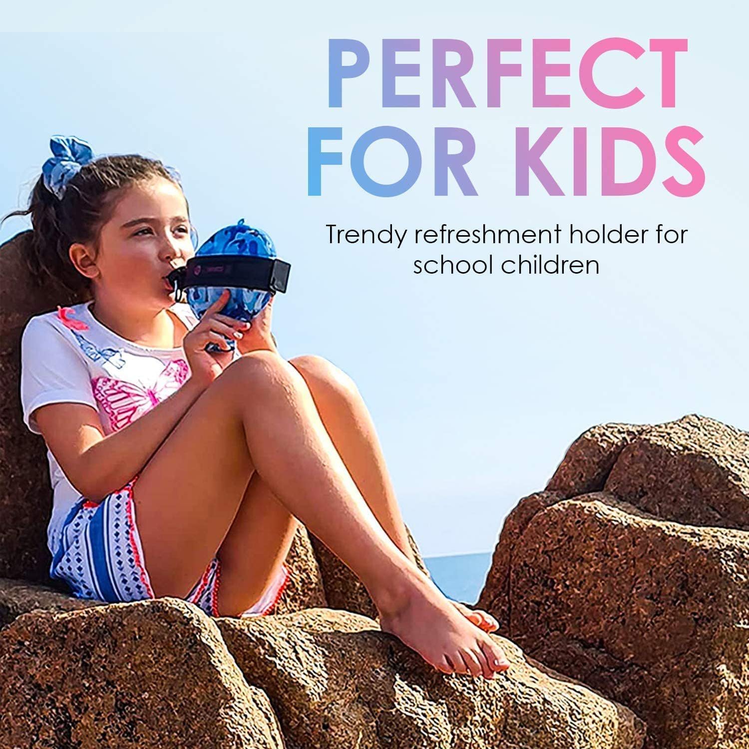 580ml outdoor portable water bottle, foldable sports water bottle, with compass/hook/strap, BPA free, suitable for sports, fitness, cycling, hiking, camping, mountaineering (Pink 580ML)