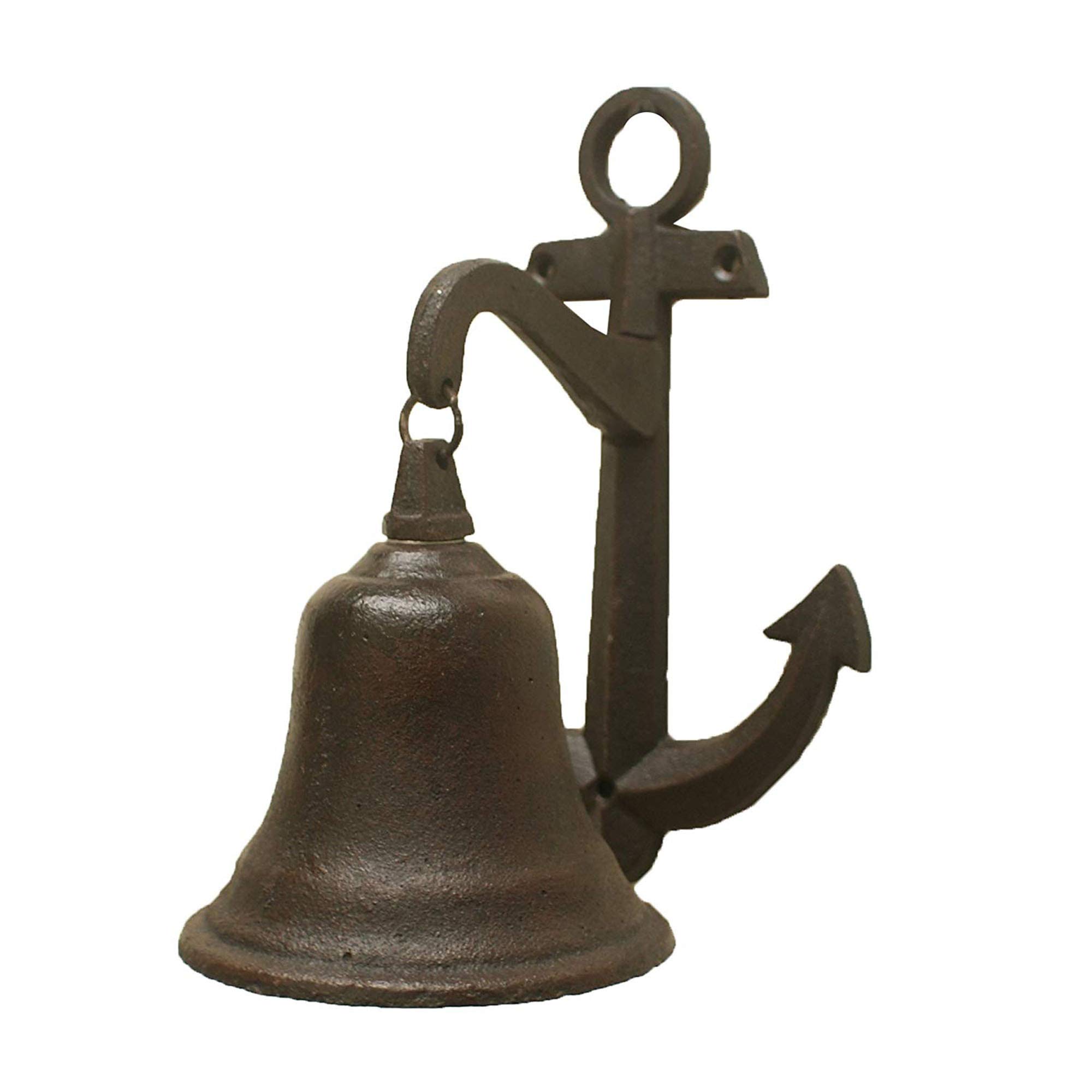 NACHFine Cast Iron Rustic Anchor Hanging Doorbell, 7.8 x 7.8 x 4.5 Inches, Small, Black, JS-90-097