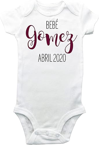 Miniatura 4 de Apellido de Bebé con mes y año Bodysuit, Español Spanish Custom Birth Announcement Bodysuit, Newborn Photo Onesie, Baby Boy Birth Announcement,