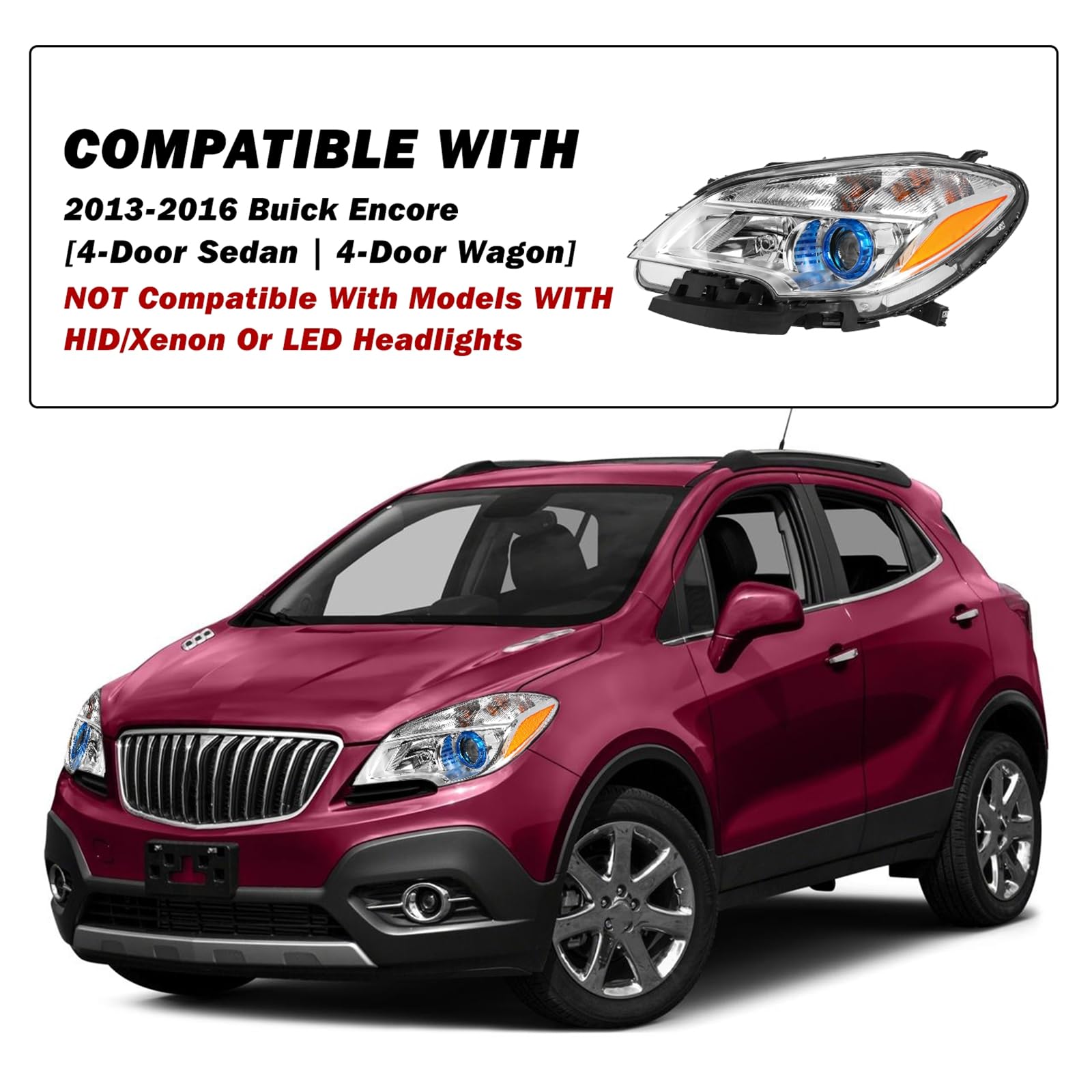 Headlight For 2013 2014 2015 2016 Buick Encore Halogen Headlamp Left Driver Side