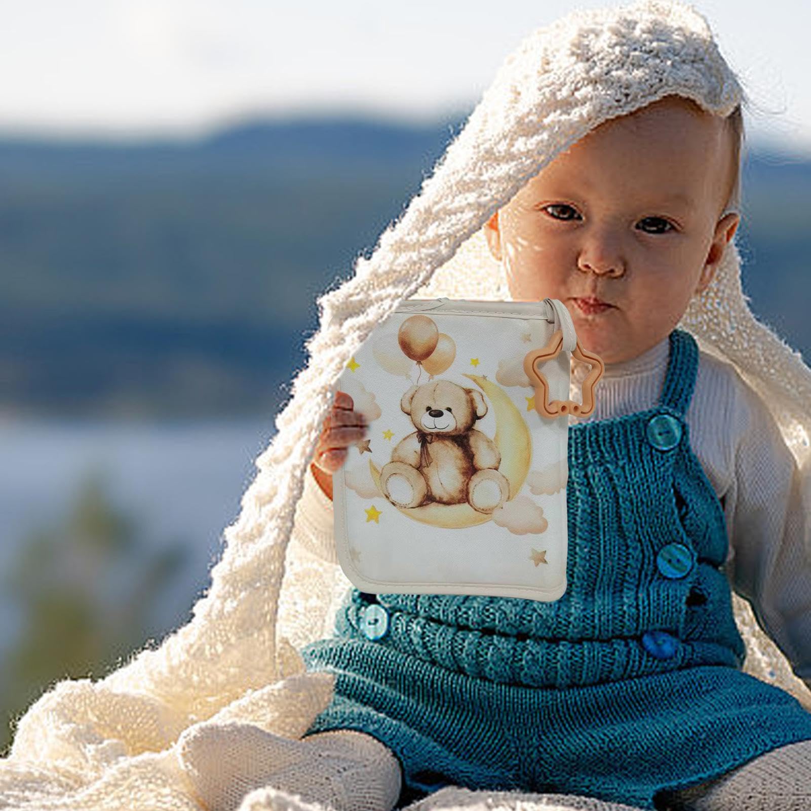 Teksome Baby-Fotoalbum Im Süßen Bären-Design - Weiches Bilderbuch Mit Sternhaken