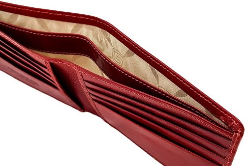 Miniatura 2 de Giudi Cartera de tamaño pequeño para hombre, 8 tarjeteros con caja de regalo, diseño italiano clásico elegante, Rojo -, Classic