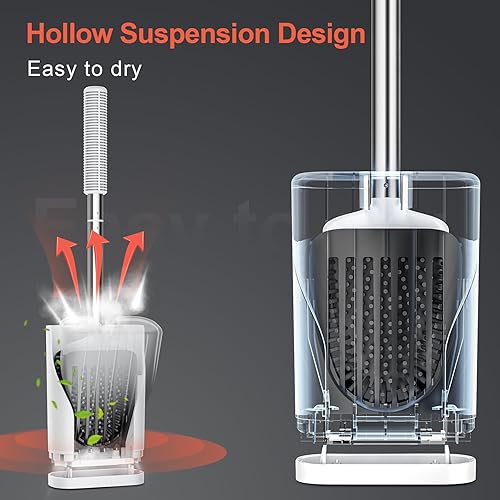 Miniatura 5 de Cepillo de inodoro de silicona con soporte cepillo de inodoro de mango largo y juego de soporte para baño, cepillo limpiador de inodoro montado en