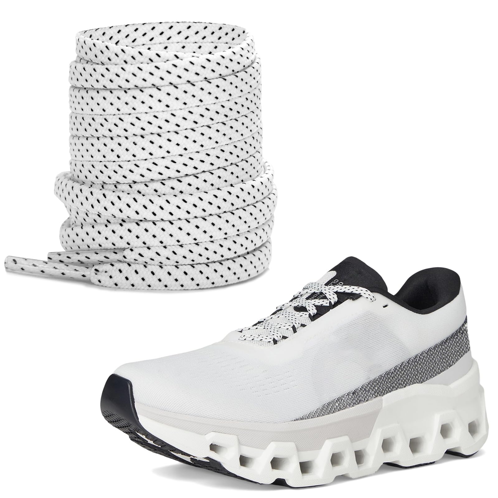 NDTEZUGT 7MM Shoelaces for ON Cloudmonster Sneakers, Double Polyester Flat Athletic Rnuning Shoe Laces Replacement Strings