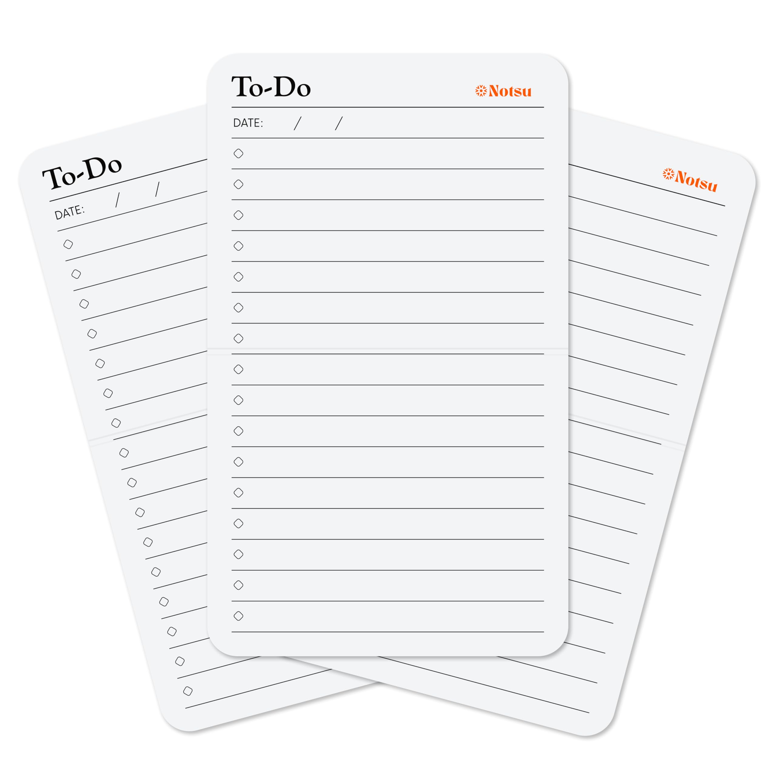 Notsu To Do List Grid Index Cards 3x5 | 50 Task Planner Foldable Vertical Notecards with Rounded Corners