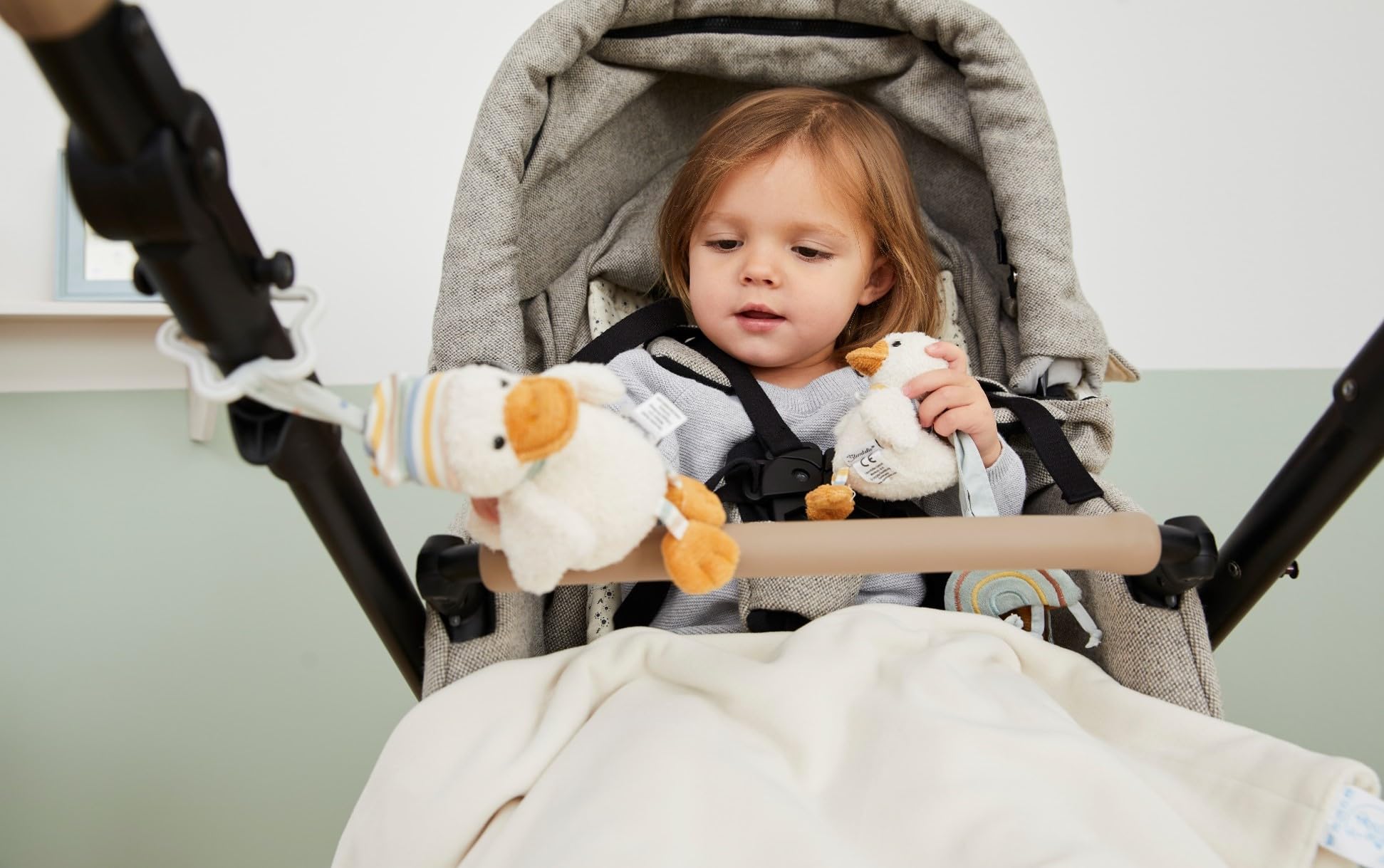 Kinderwagenkette Ente Edda Lou, Activity Spielzeug für den Kinderwagen oder die Babyschale
