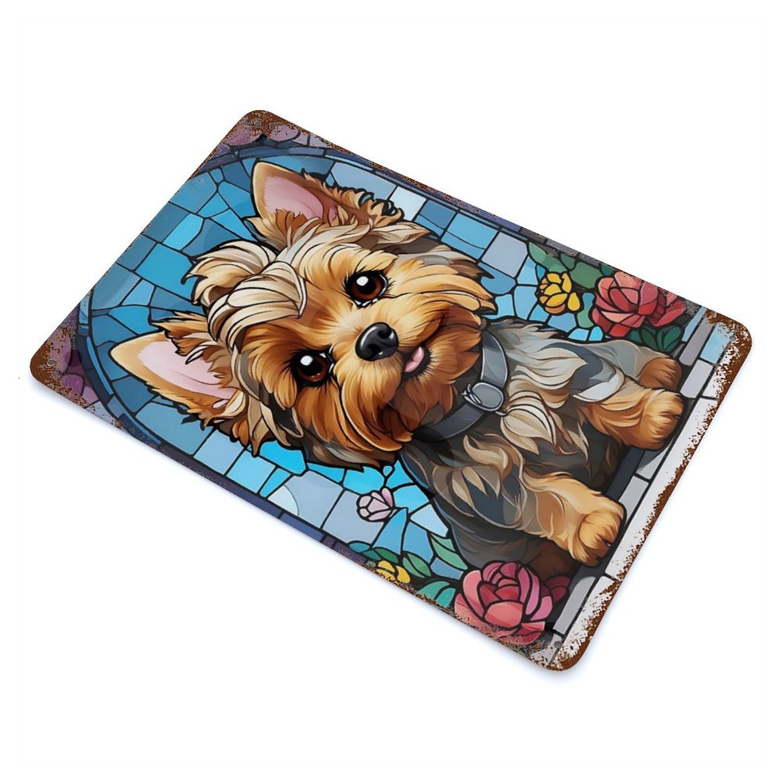 Yorkshire Terrier Decorative Tin Sign 11.8"x7.9", for Bistro, Counter And Cafe Decor, Retro Wall Decor