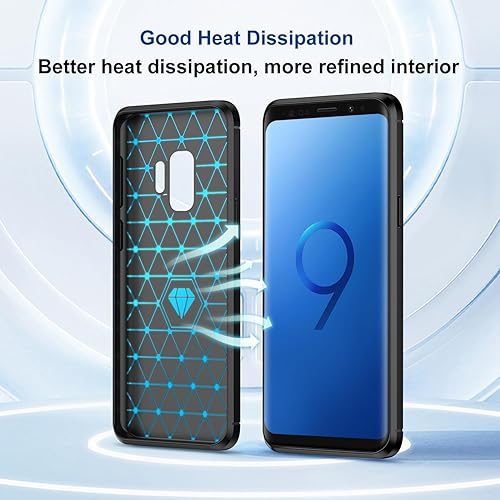 Miniatura 6 de Funda compatible con Samsung Galaxy S9, funda delgada para teléfono con absorción de golpes, funda protectora de goma TPU de fibra de carbono, color