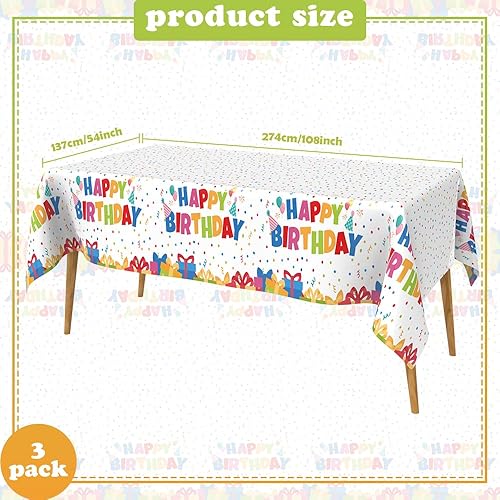 Miniatura 10 de Manteles desechables de arcoíris pastel, 3 unidades, manteles desechables de plástico para mesas rectangulares, decoración de cumpleaños,