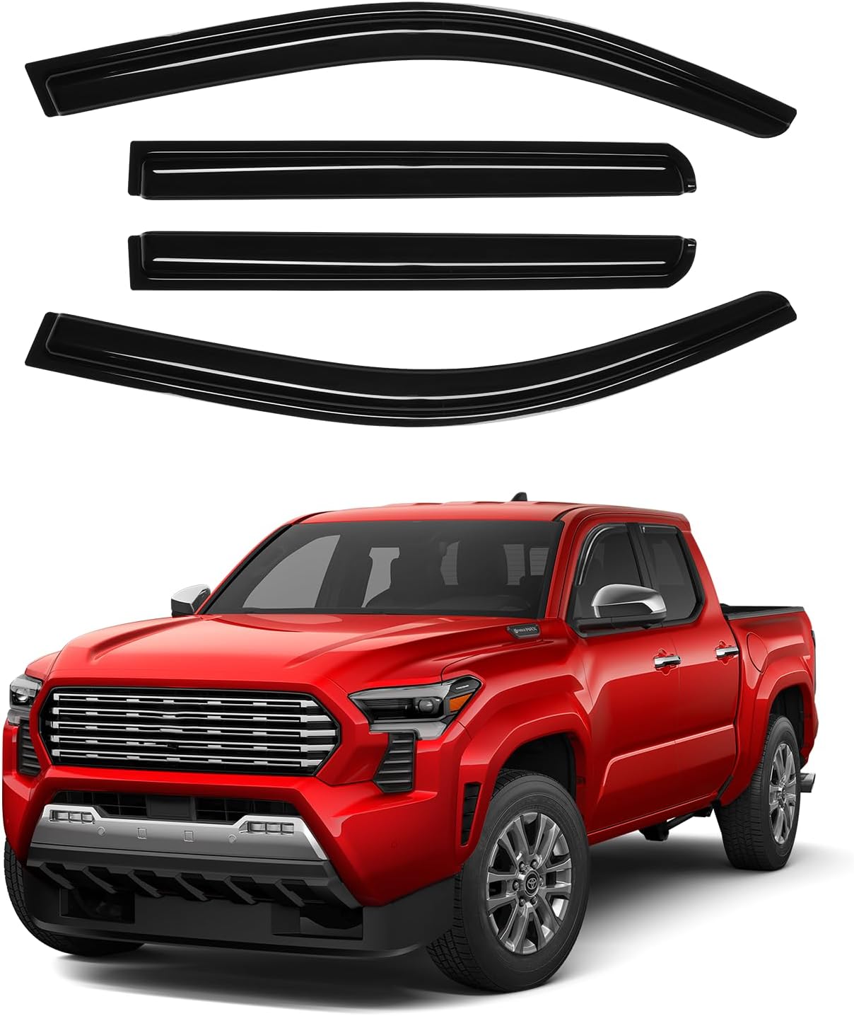 Window Visors Rain Guards for 2024 2025 Toyota Tacoma Accessories, Outside-Mount Side Window Wind Deflectors Vent Visors Shades Rainproof 4PCS
