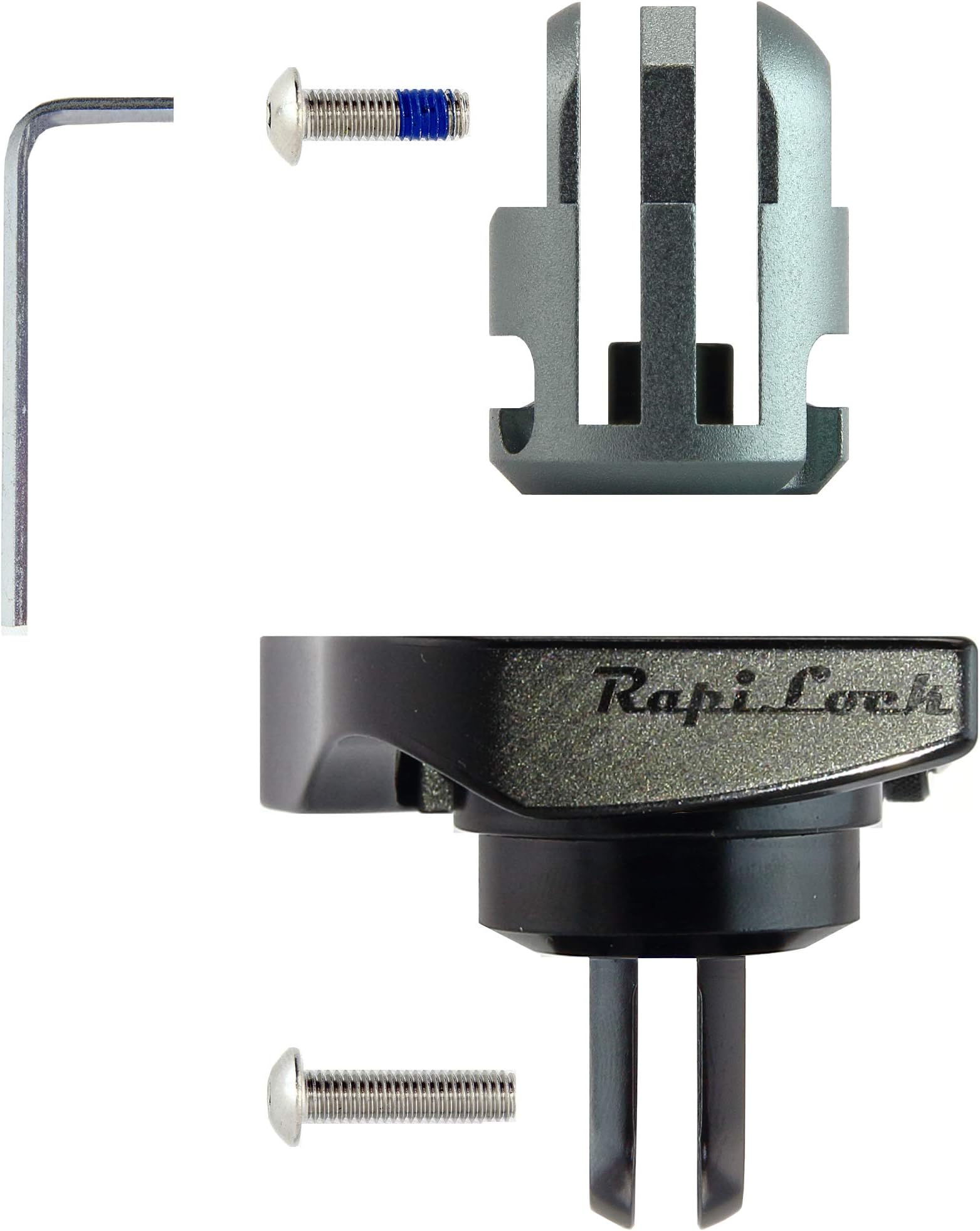 RapiLock 360 Quick Release Set (Black) for GoPro Hero 8 7 6 5 4 3+ 3 2 1 Mounting Way Devices Such as Sony/Gamin/SJ4000/DJI/osmo Pocket. Includes 1 Adapter to Camera and 1 Quick Release.
