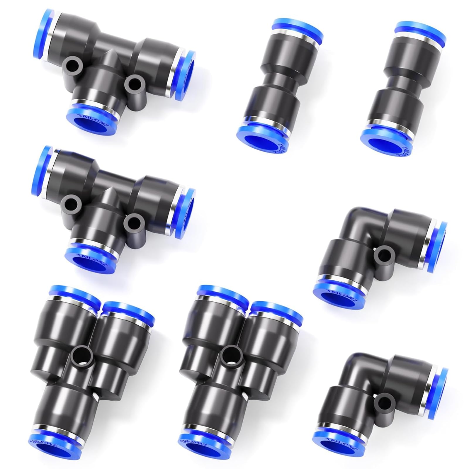 TAILONZ Pneumatische Armaturen Set 30 Stück – 1/2" OD, Push-to-Connect, Für Luftschläuche