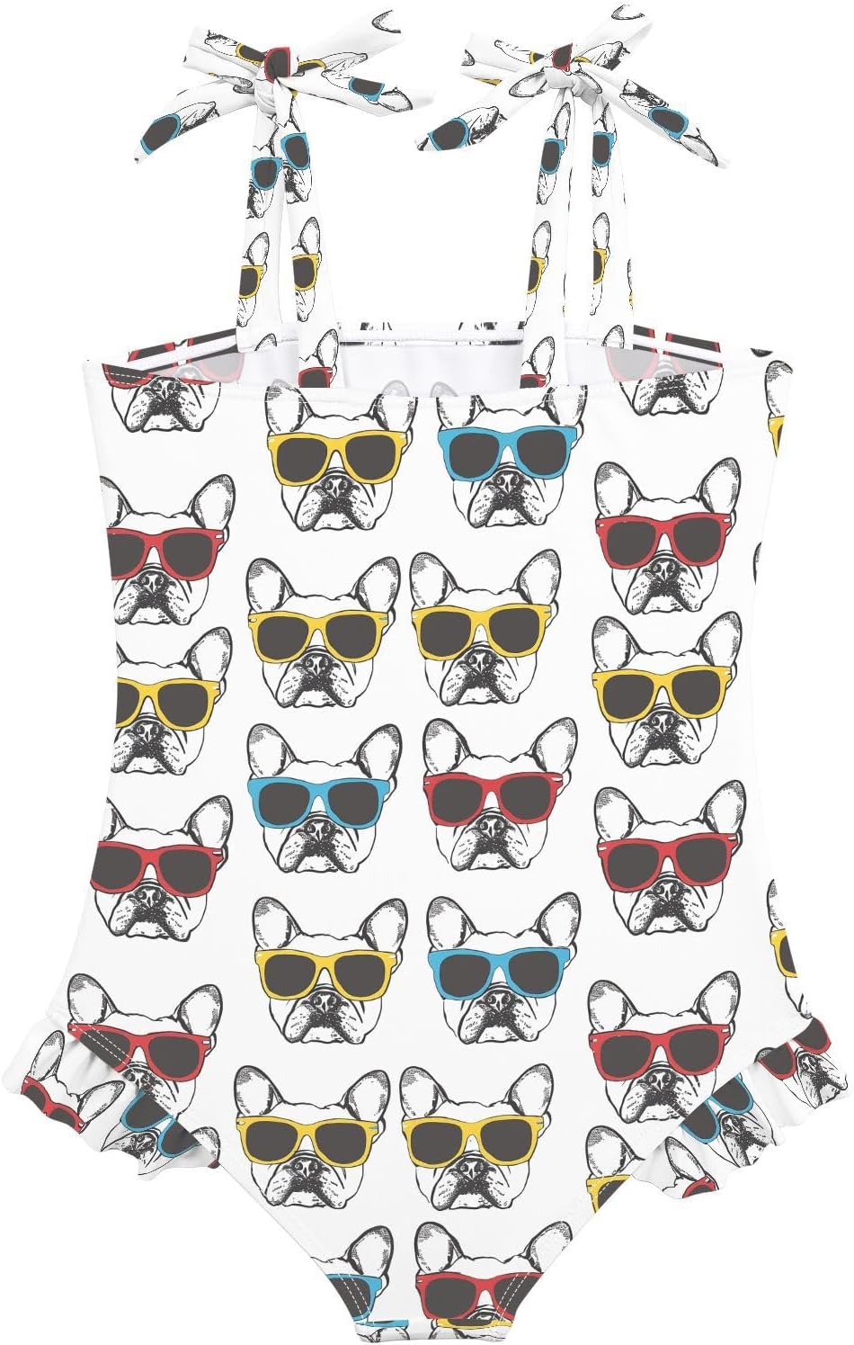 visesunny Toddler Girl Swimsuit Adjustable Strap Swimwear French Bulldog Glasses Bathing Suits for Girls 18M-6Y