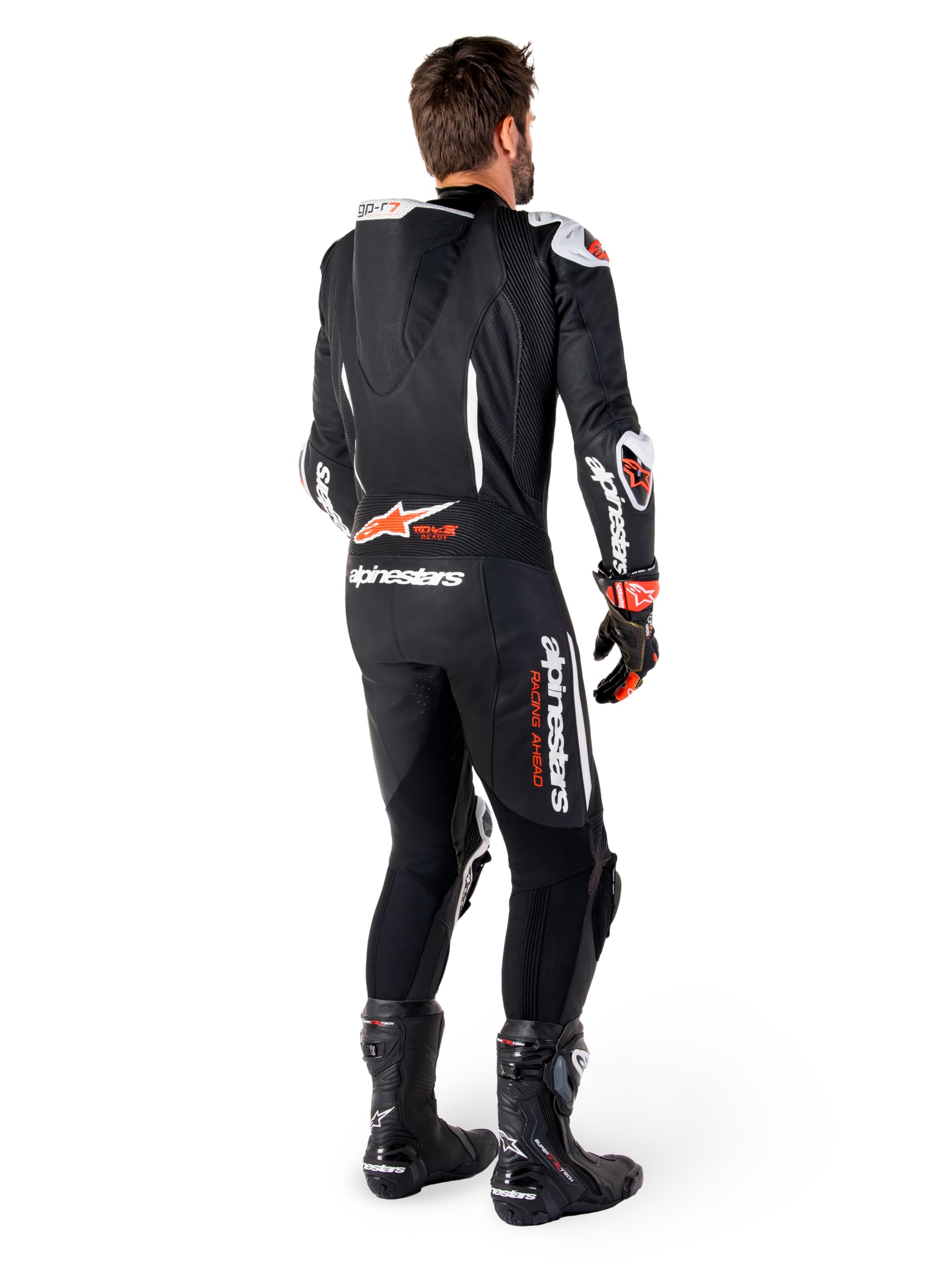 Alpinestars GP-R7 1-częściowy skórzany kombinezon motocyklowy, czarny/biały/neonowy czerwony, 52