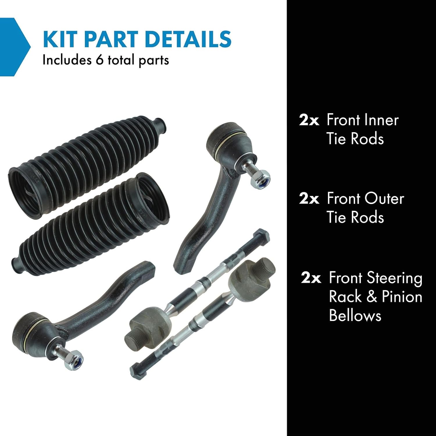 TRQ Front Steering Kit Steering Rack & Pinion Bellow Tie Rod Compatible with 2008-2013 Nissan Rogue 2014-2015 Rogue Select