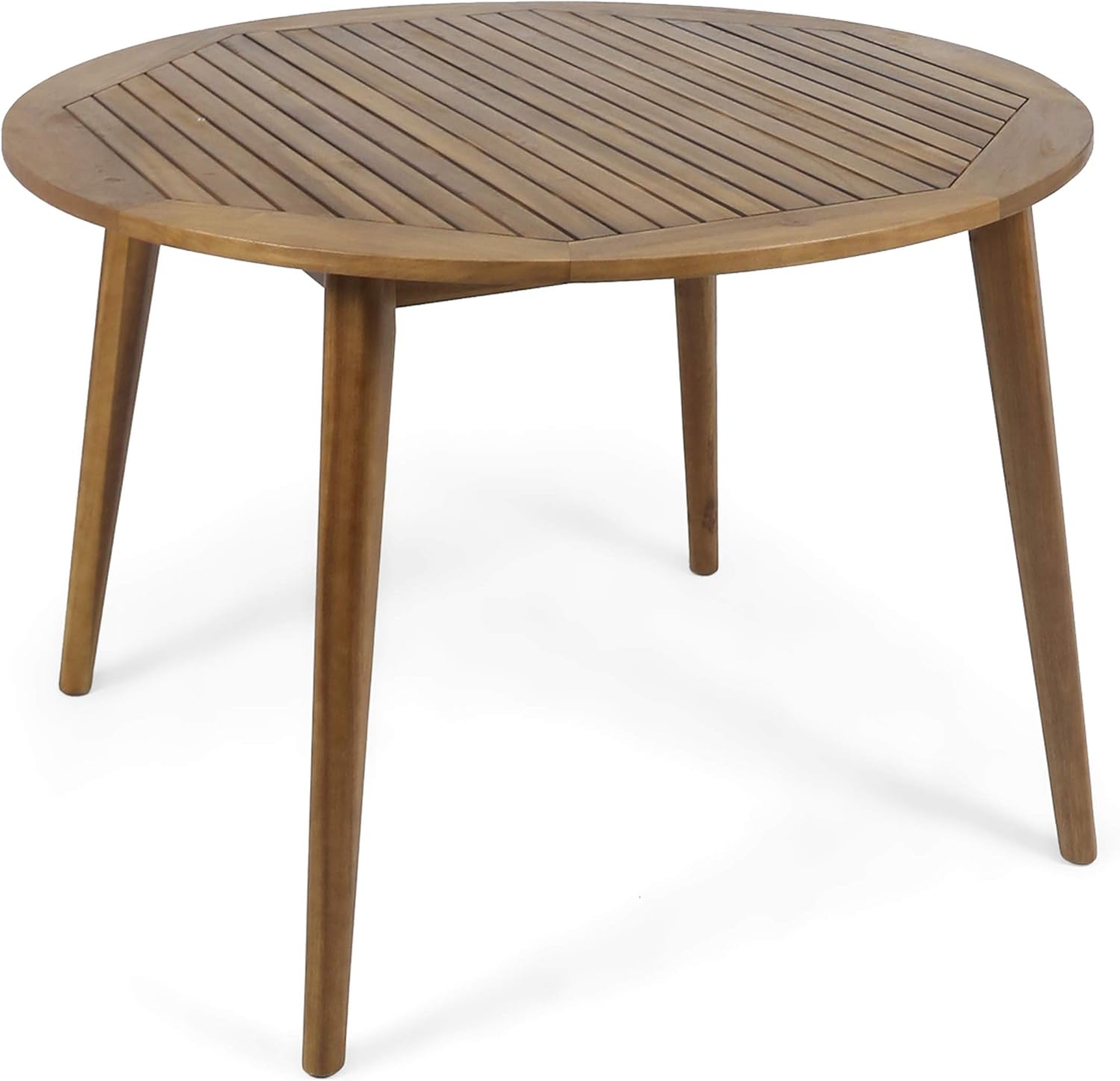 Christopher Knight Home Nick Outdoor Acacia Wood Round Dining Table, Teak Finish