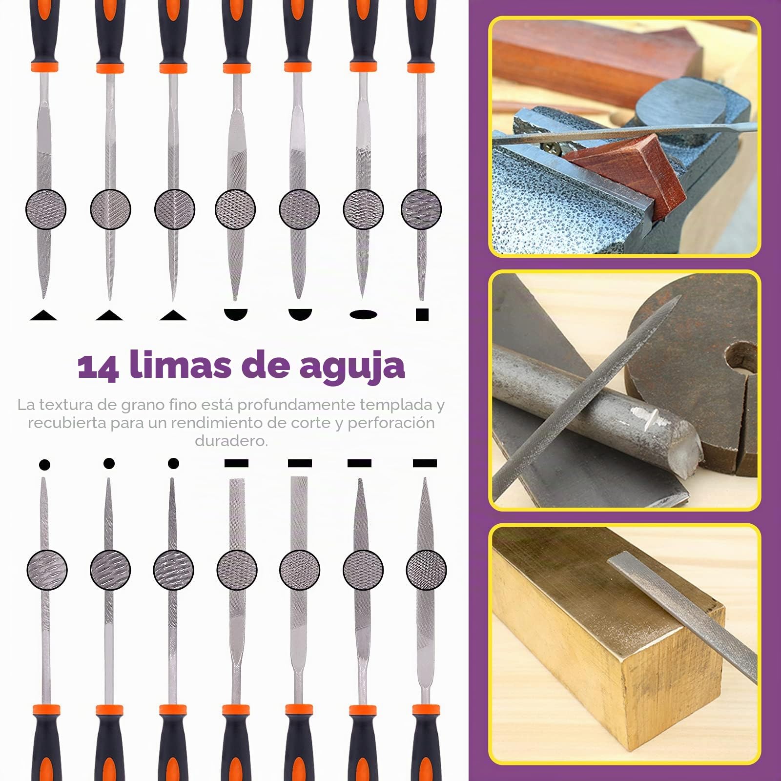 Swpeet Juego de 24 limas de metal con lima de madera 4 en 1 y kit de cepillo de alambre con funda de transporte, limas de aguja, limas planas, lima triangular redonda media redonda para dar forma a