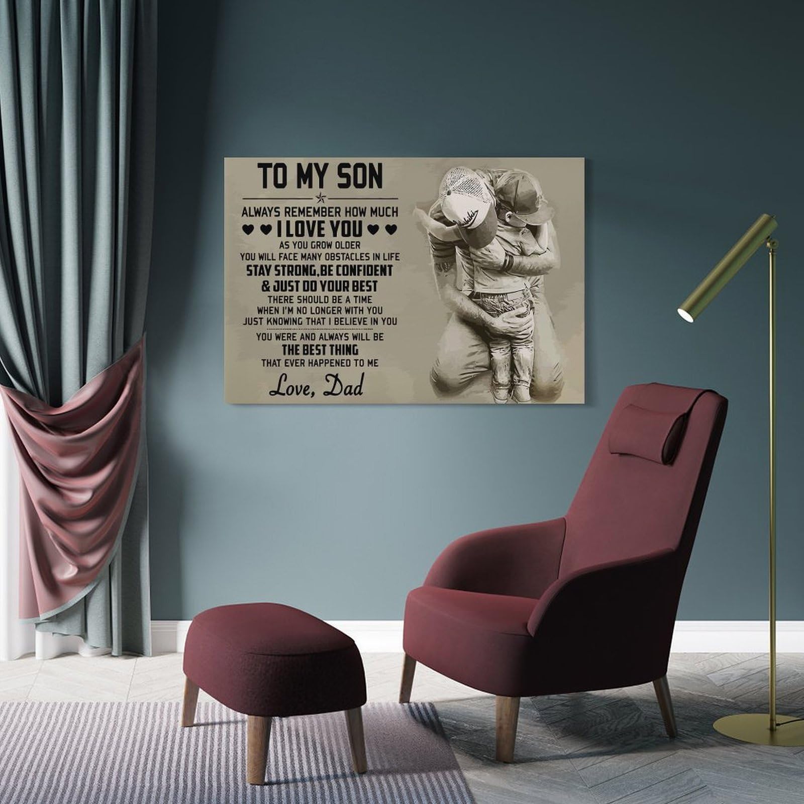 Junmoney TO MY SON Canvas Wall Art, 08x12inch(20x30cm), for Wall Displays, Bedrooms Or Room Updates, Ideal for Building A Coordinated Art Wall