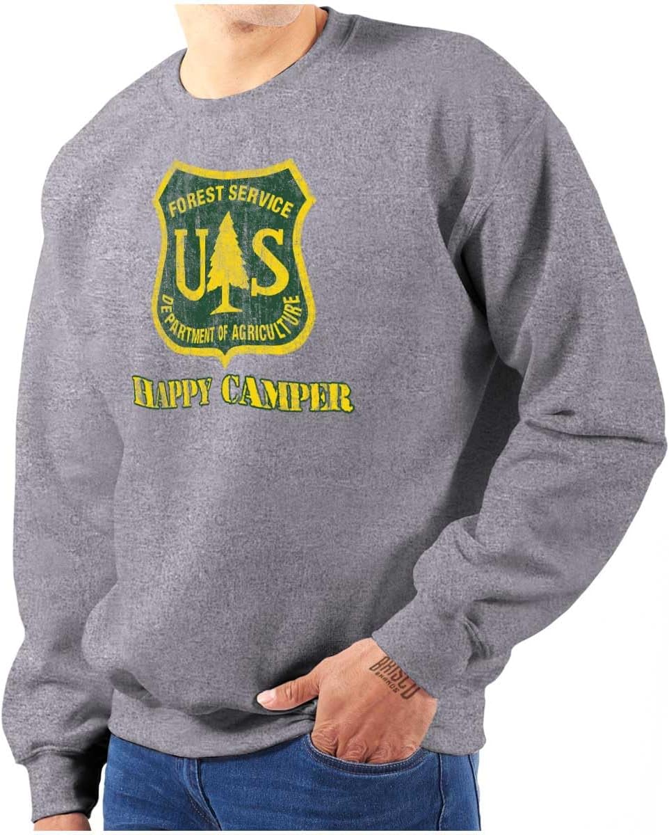 Brisco Brands Happy US Forest Service Camper Sweatshirt for Men or Women