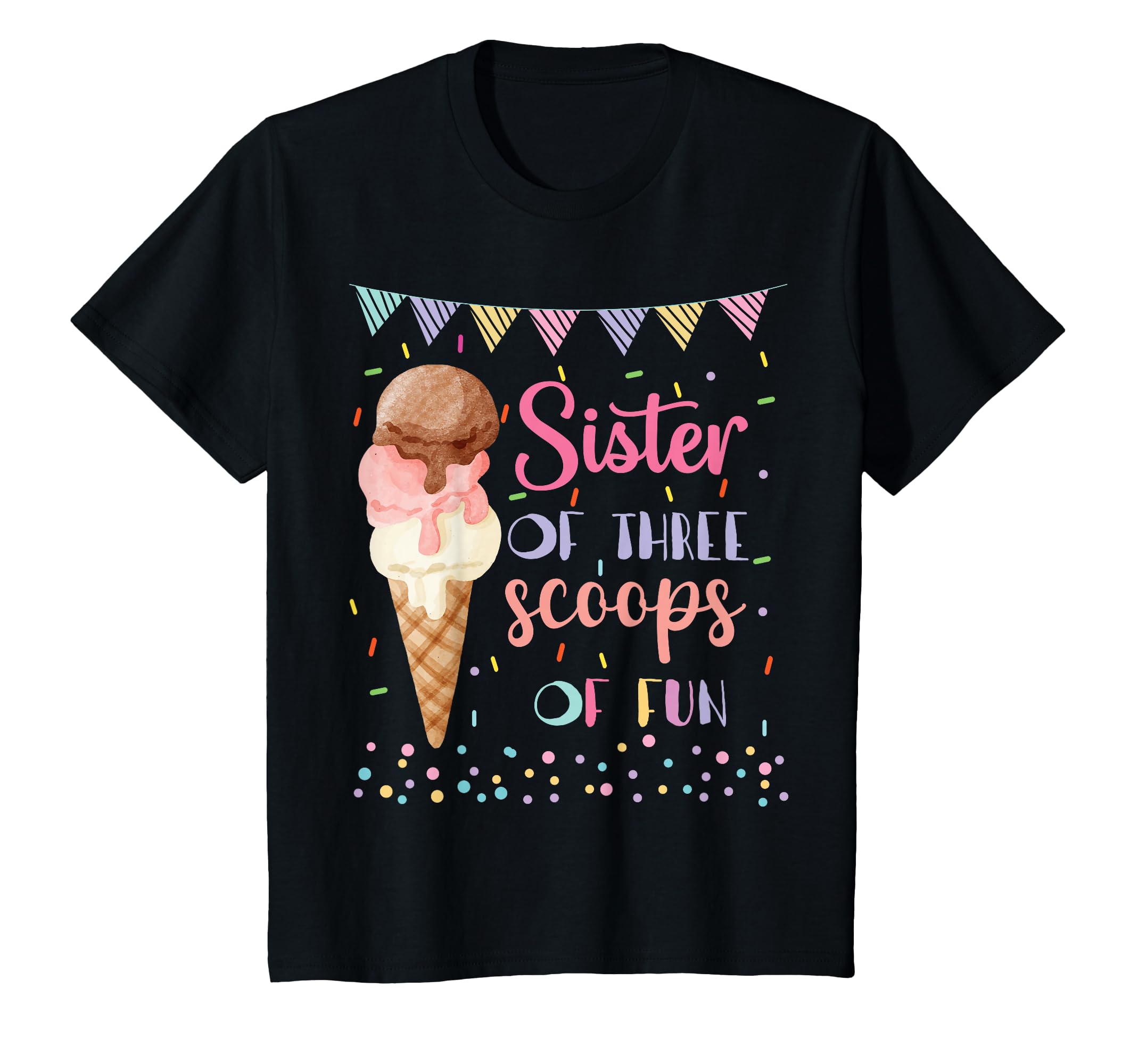 Sister Ice Cream Third Birthday Three Scoops Of Fun T-Shirt