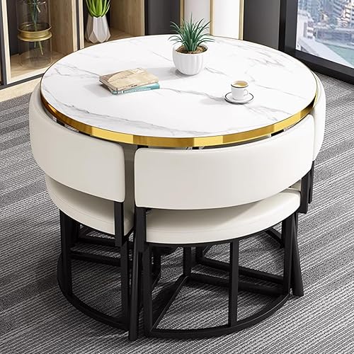 Miniatura 20 de YVYKFZD Juego de mesa de comedor redonda, juego de mesa y silla de club para oficina, sala de recepción, mesa de conferencia de café simple para 4