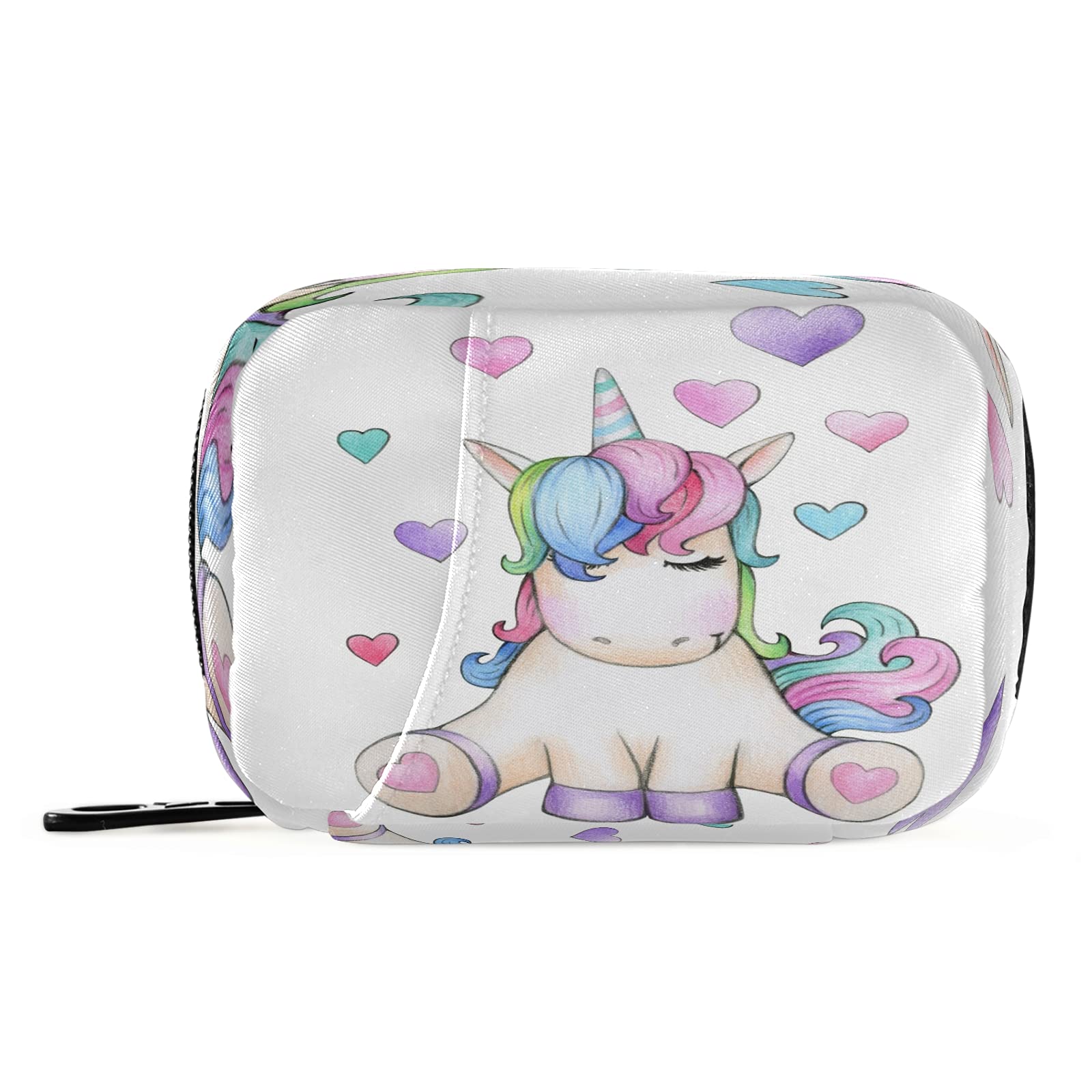 Naanle Fantasy Animal Unicorn Pill Box 7 Day Pill Case Travel Pill Organizer Bag with Zipper Portable Weekly Case Compact Size for Vitamin Supplement Holder