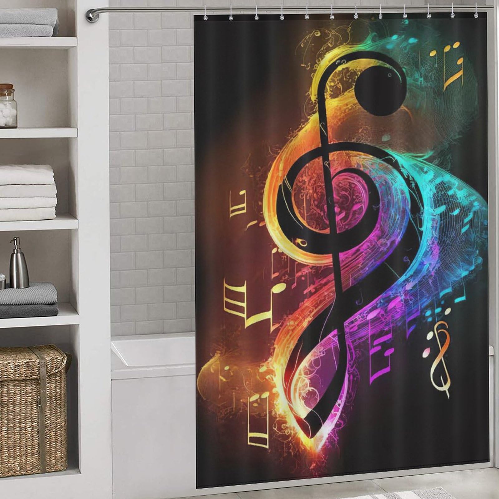 Rideau de douche néon musique live imperméable 152x183cm