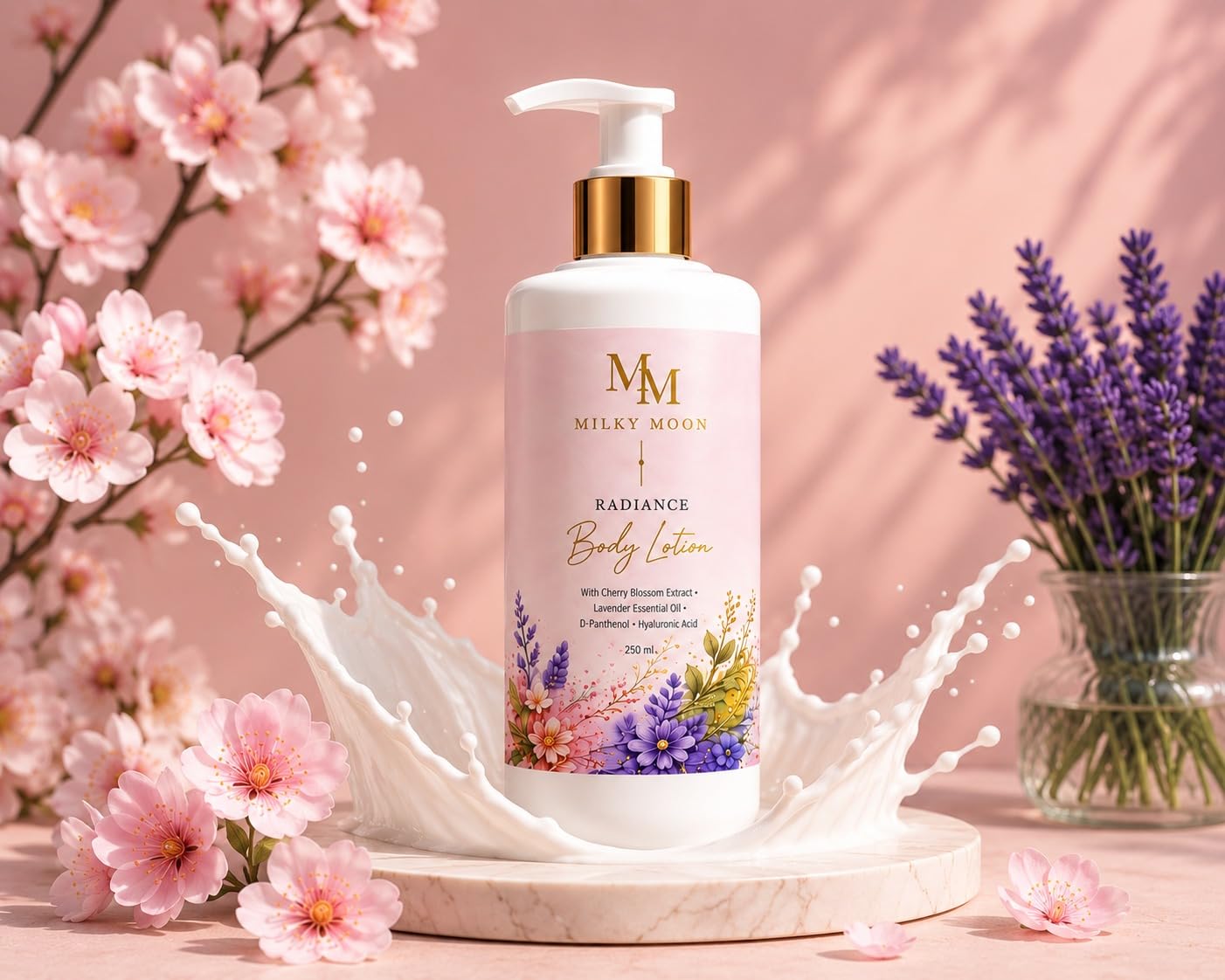 Radiance Body Lotion with Hyaluronic Acid, 250 ml | Cherry Blossom Extract, Lavender Essential Oil, D-Panthenol Enriched, Non-Greasy Formula, All Skin Types-image-7