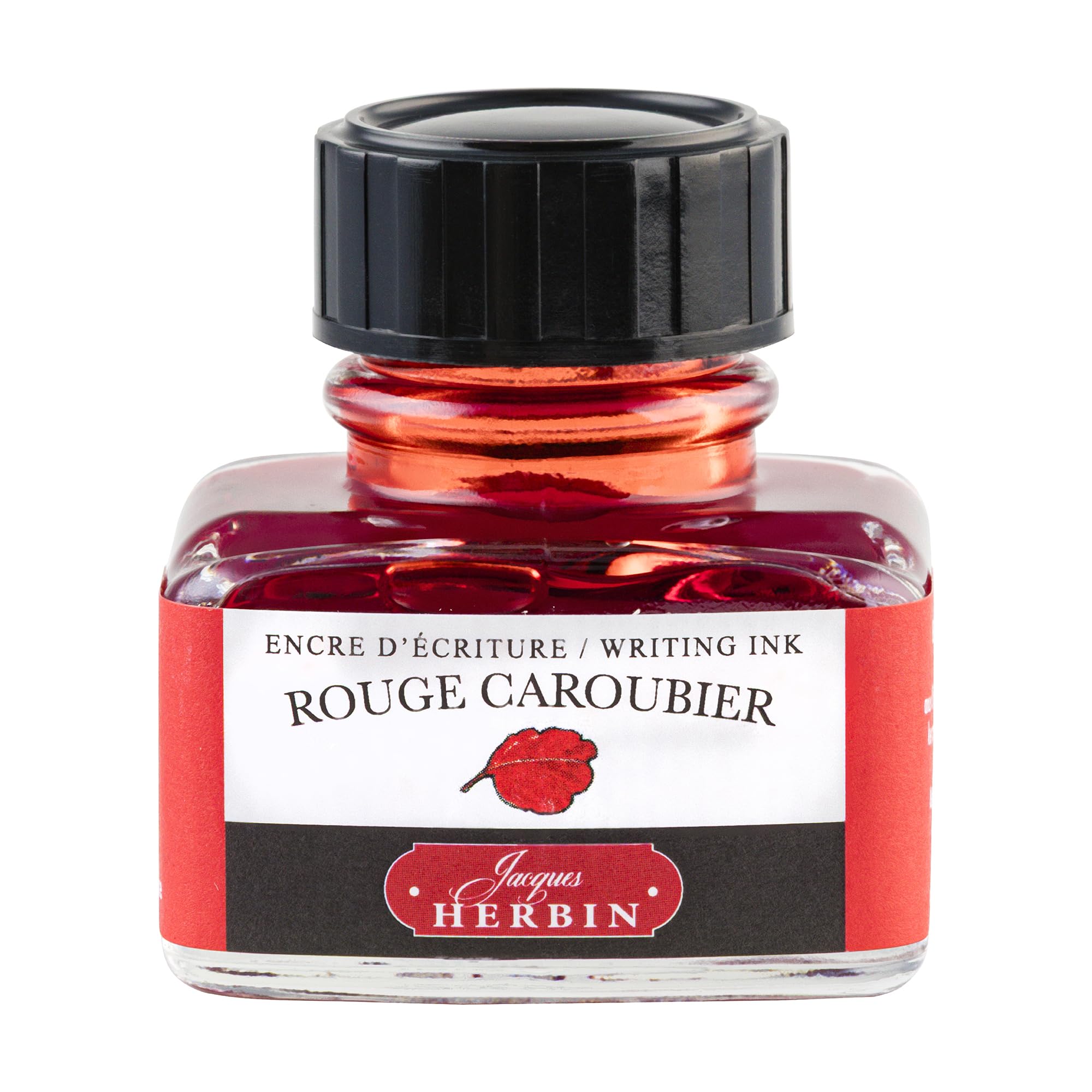 Jacques Herbin 13022T - One 30 ml Bottle of Ink for Fountain pens and rollerballs, Rouge Caroubier/Carob Tree red - Made in France - Calligraphy Writing