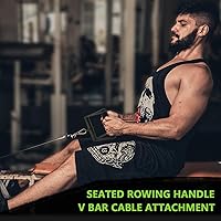 Vista 6 de Accesorio de cable de doble mango en D para entrenamiento con pesas, de acero con empuñadura de goma antideslizante (negro)