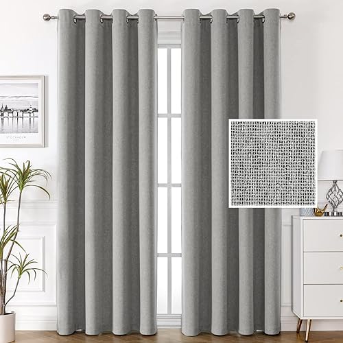 H.VERSAILTEX Cortinas de lino 100% opacas, con aislamiento térmico, bloqueo de ruido, cortinas de arpillera texturizadas para sala de estar y
