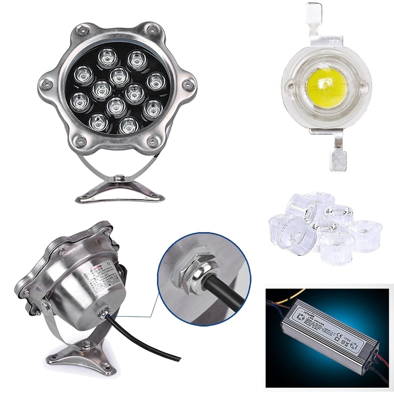 Unterwasser-Scheinwerfer, RGB-buntes Springbrunnenlicht, AC24V-Springbrunnen-Pool-Scheinwerfer, IP68 Wasserdichte Unterwasserlicht-Poolbeleuchtung, Licht Für Teich, Landschaftsbeleuchtung(Blue,24V(6W)