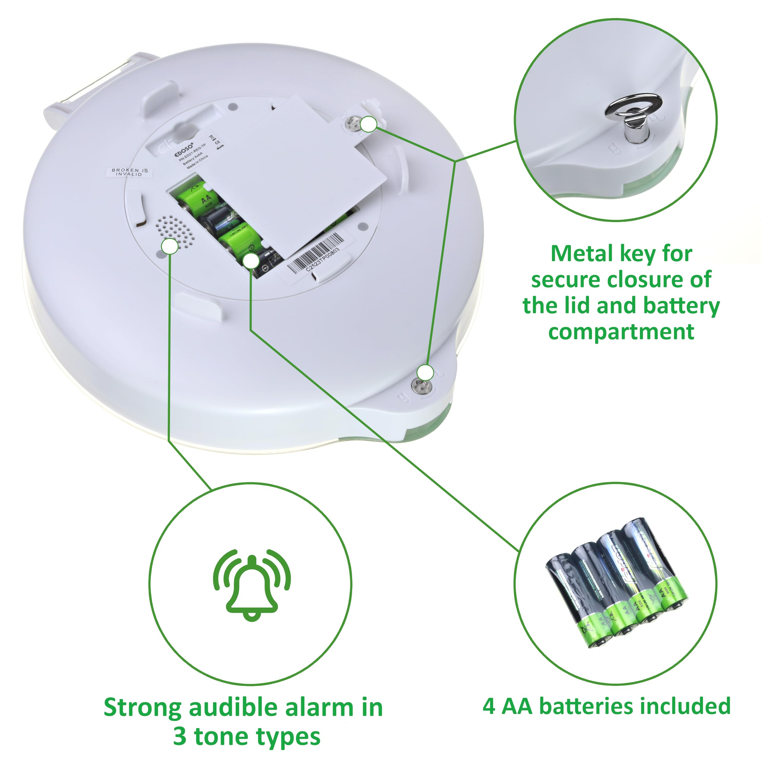 Pastillero electrónico inteligente automático con alarma | Modelo 2021 | 9 alarmas al día | Pantalla grande y botones | Anillos franceses | 2 cierres seguros (Mate)