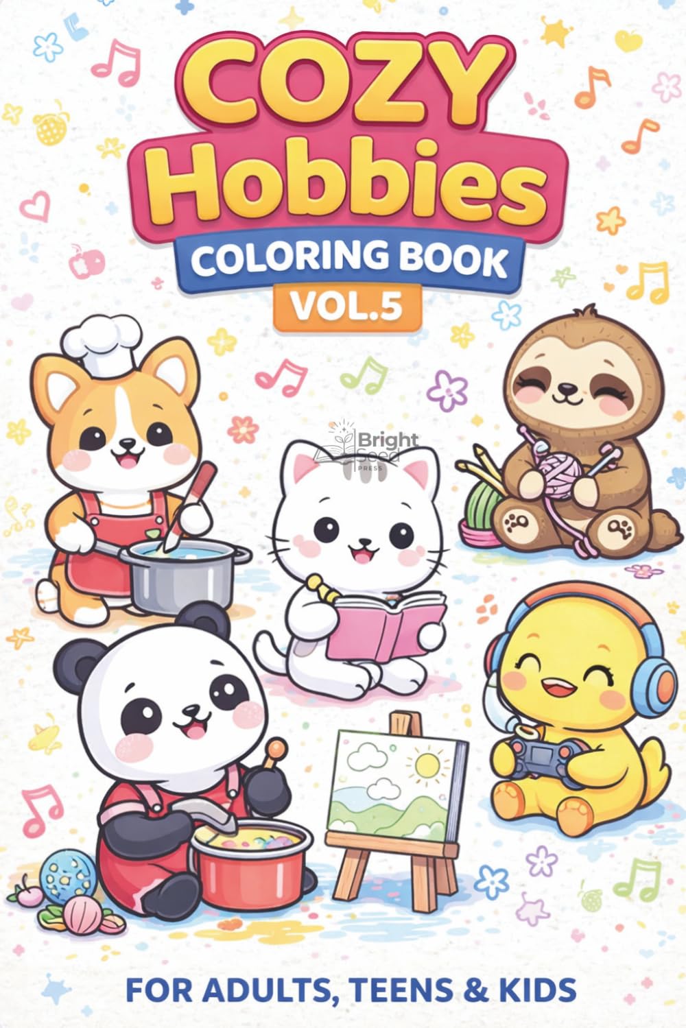 Cozy Hobbies Coloring Book Vol. 5: Cute, Relaxing and Easy Coloring Pages for Adults, Teens & Kids | Kawaii Cozy Hobby Scenes for Stress Relief: ... Gaming and More (Cozy Animals Coloring Book)
