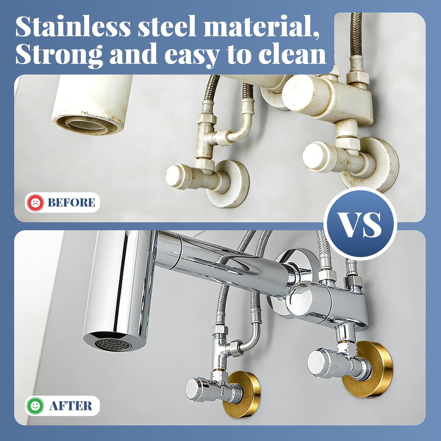 【 Stub-Out Support and Cover】K857-30 (4-Pack) - Plumbing Cover Plates for 1/2 Inch PEX Pipe, Stainless steel Wall Mount Support with Smooth Finish, for Shower, Sink & Toilet Supply Lines