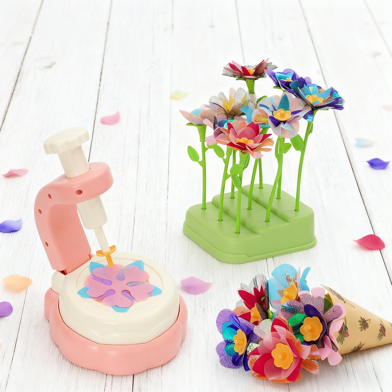Ark miido Activité Manuelle Fille, Création Bouquet Fleurs avec Machine Fleurs Jouet Créatif pour Enfant 3 Ans+