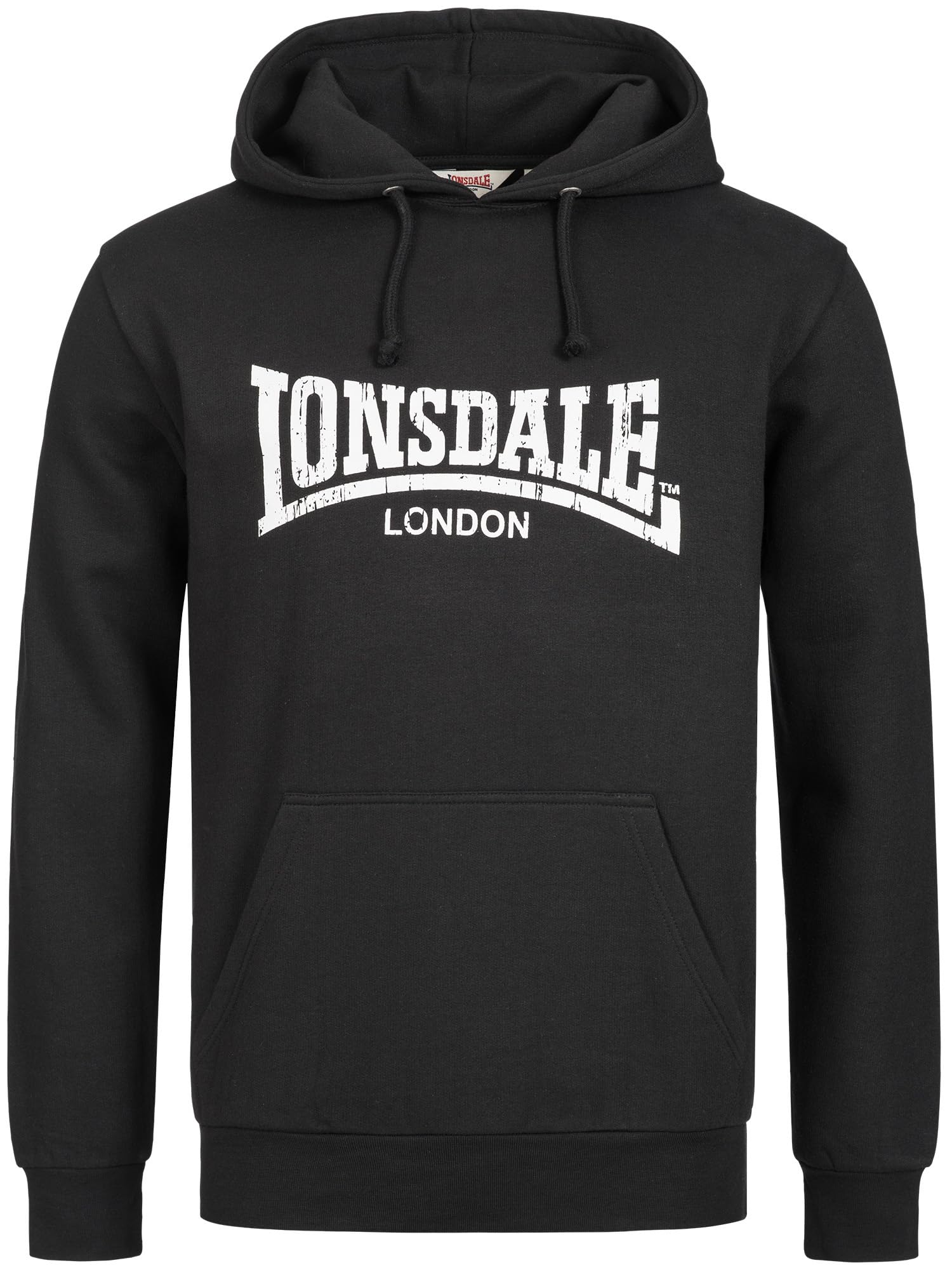 Lonsdale London Wolterton Hombre Sudadera con Capucha Negro 60% algodón, 40% poliéster Regular