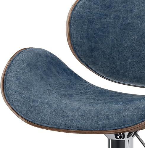 Miniatura 128 de SIMPLIHOME Marana - Taburete de bar giratorio ajustable – Silla tapizada de metal de 33 pulgadas de altura de asiento en piel sintética vegana