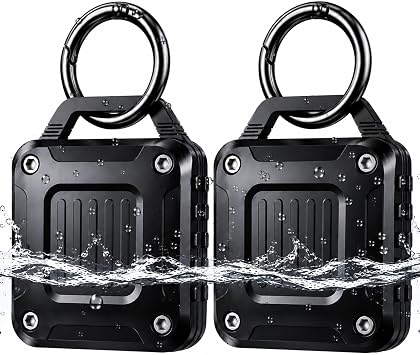 DDJ 2-Pack IPX8 Waterproof for AirTag Holder Case Keychain, Screw Lock - Rugged Case for Apple AirTags 1st & 2nd Gen with Key Ring, Air TagHolder for Dog Collar/Luggage/Key/Backpack