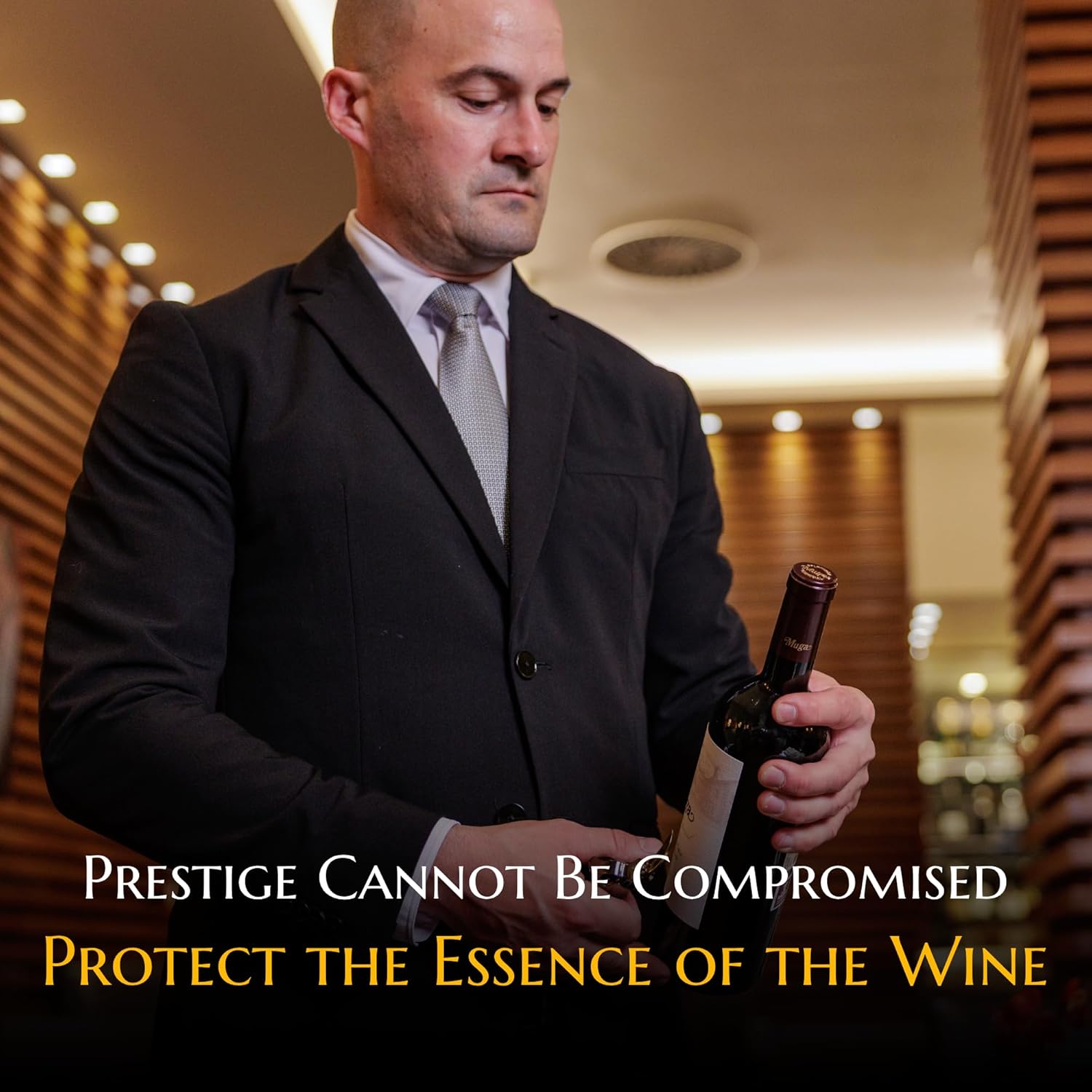 Corkscrew for Professionals FALCORK® 249 – Protection – 2 Steps, Smooth and Stable for Maximum Service Control – No Plastic, Only Premium Materials, Generous Ergonomic Handle