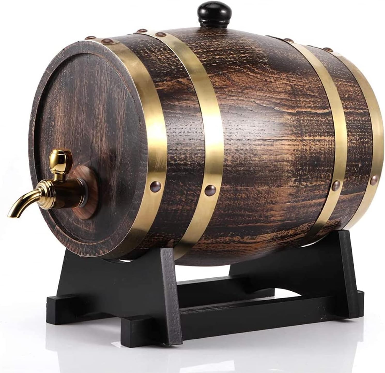 Wine Barrel-3L Retro Style Oak Wood Red Wine Brandy Whisky Barrel Keg Bucket Container with Faucet