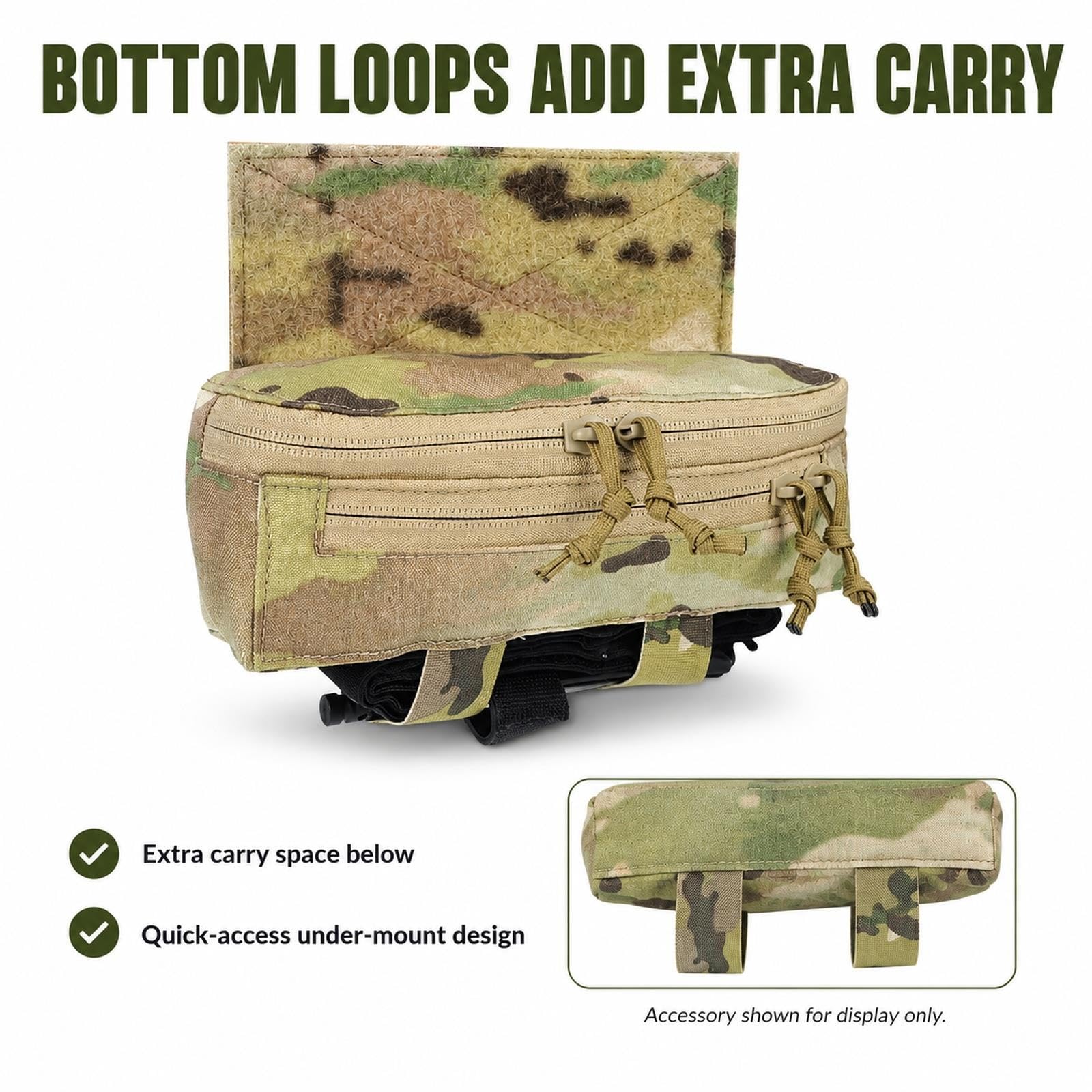 Kompakte Drop Pouch mit Loop Panel, Doppelzipper und Halteschlaufen