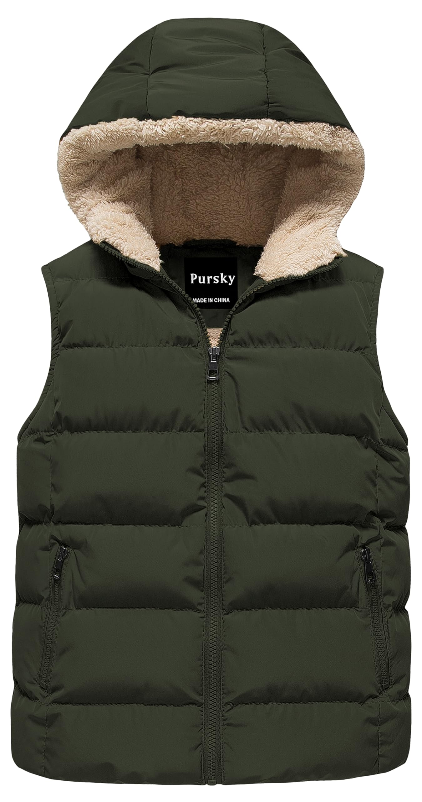 Pursky Girl's and Boy's Hooded Warm Puffer Vest Outerwear Soft Flannel Lined Insulation Waistcoat