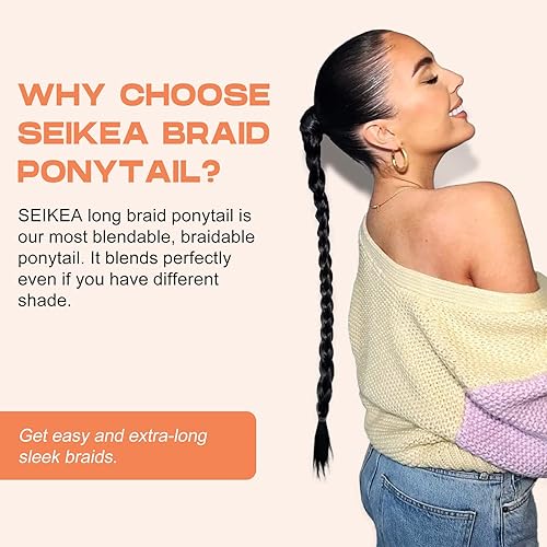 Miniatura 4 de SEIKEA Extensión de cabello sintético suave y natural con banda elástica para el cabello, cabello sintético suave y natural, para uso diario, color